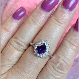 💜Amethyst Halo Ring💜